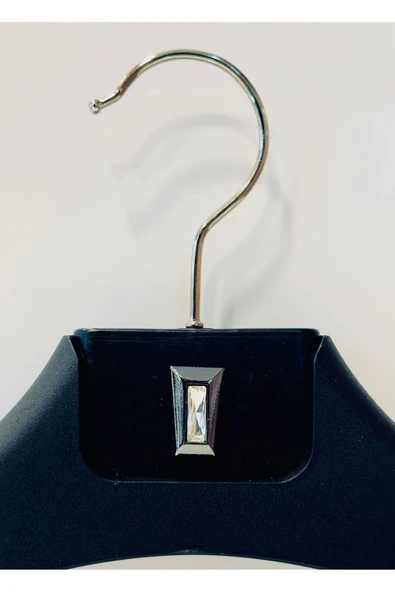 3 Adet Siyah Plastik, Taş Aksesuarlı, Ceket Gömlek Askısı 45 Cm 1.sınıf Kalite, Lüx - 2