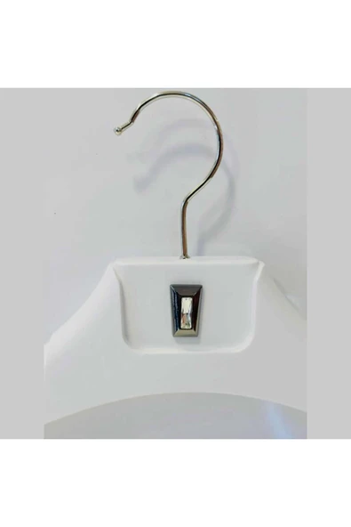 3 Adet Taşlı Aksesuarlı Beyaz Plastik, Ceket Ve Gömlek Askısı 45 Cm 1.sınıf Kalite, Lüx - 2