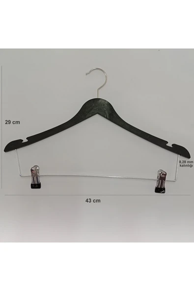 5 Adet Mandallı Etek Pantolon Askısı 43 Cm. Plastik, Paslanmaz Çelik Mandallı - 2