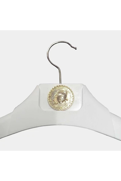3 Adet Taşlı Aksesuarlı Beyaz Plastik, Ceket Ve Gömlek Askısı 45 Cm 1.sınıf Kalite, Lüx - 2