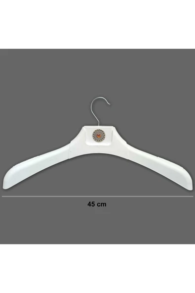10 Adet Metal Aksesuarlı Beyaz Plastik, Ceket Ve Gömlek Askısı 45 Cm 1.sınıf Kalite, Lüx - 2