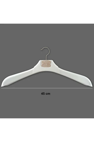 10 Adet Metal Aksesuarlı Beyaz Plastik, Ceket Ve Gömlek Askısı 45 Cm 1.sınıf Kalite, Lüx - 3