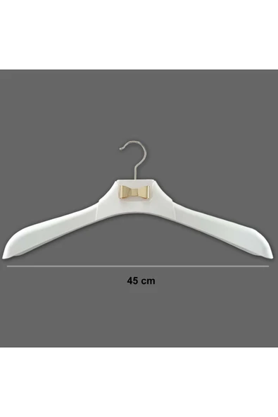 10 Adet Metal Aksesuarlı Beyaz Plastik, Ceket Ve Gömlek Askısı 45 Cm 1.sınıf Kalite, Lüx - 3