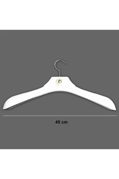 10 Adet Metal Aksesuarlı Beyaz Plastik, Ceket Ve Gömlek Askısı 45 Cm 1.sınıf Kalite, Lüx - 3