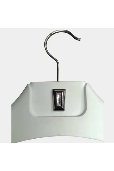 10 Adet Metal Aksesuarlı Beyaz Plastik, Ceket Ve Gömlek Askısı 45 Cm 1.sınıf Kalite, Lüx - 2