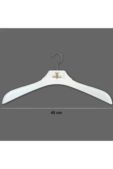 10 Adet Metal Aksesuarlı Beyaz Plastik, Ceket Ve Gömlek Askısı 45 Cm 1.sınıf Kalite, Lüx - 2