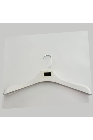 10 Adet Metal Aksesuarlı Beyaz Plastik, Ceket Ve Gömlek Askısı 45 Cm 1.sınıf Kalite, Lüx - 2