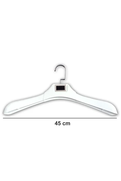10 Adet Metal Aksesuarlı Beyaz Plastik, Ceket Ve Gömlek Askısı 45 Cm 1.sınıf Kalite, Lüx