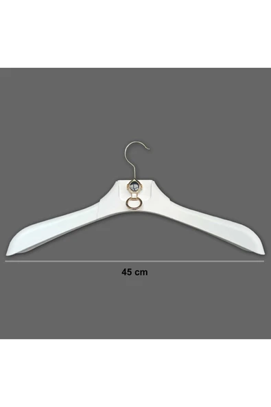 10 Adet Metal Aksesuarlı Beyaz Plastik, Ceket Ve Gömlek Askısı 45 Cm 1.sınıf Kalite, Lüx - 2