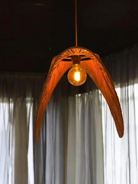 Baykuş Bohem Avize 50x50cm Hasır Avize Jüt Avize Rüstik Avize Oda Mutfak Salon Avize - 2