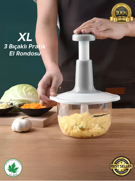Bas Kes Xl Pratik El Robotu 1500ml Yeni Nesil Doğrayıcı, Büyük El Rondosu , Pratik Rondo - 11