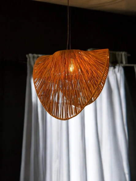 Baykuş Bohem Avize 50x50cm Hasır Avize Jüt Avize Rüstik Avize Oda Mutfak Salon Avize - 5