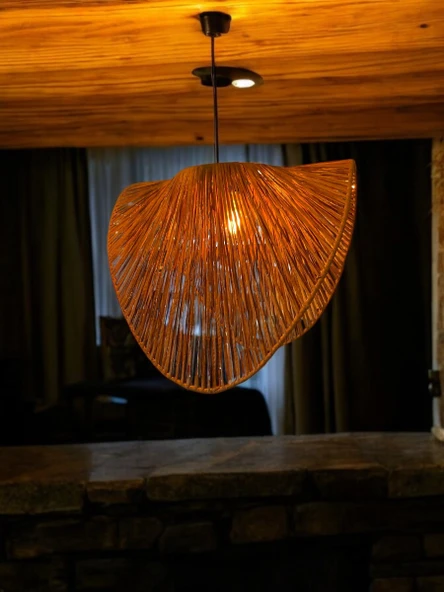 Baykuş Bohem Avize 50x50cm Hasır Avize Jüt Avize Rüstik Avize Oda Mutfak Salon Avize - 3