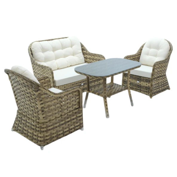 Radiance | Rehome Rattan Bahçe Oturma Grubu | 2+1+1+ Sehpa - 4