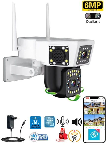 Ventus  Duo3014 Wifi 6MP Dual Lens ( Sabit + Hareketli ) Gece Görüş Kişi Takibi Sesli Türkçe Akıllı Kamera