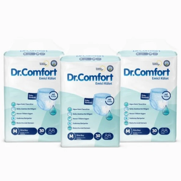 Dr.Comfort Yetişkin Emici Külot Medium 30'lu 3 paket 90 adet - 2