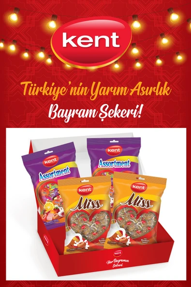 Kent Karışık ve Misbon Sütlü Bayram Şekeri (375 Gr x 4 Adet)
