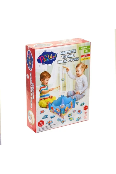 Playwood  Ahşap, Manyetik Tutmalı Balık Oyunu - Mavi Renk