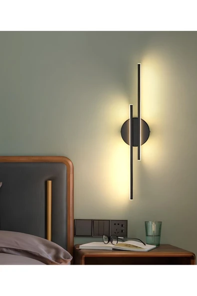 burenze Modern Pilli Aplik Tak Çalıştır Kablosuz Ledli Aplik Siyah Pil Dahildir - Resim 3