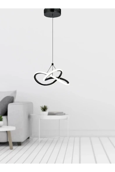 burenze Modern Tekli Sarkıt Power Led Avize Siyah Beyaz Işık Ledli Avize - 3
