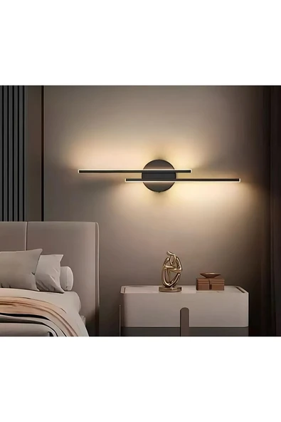 burenze Modern Pilli Aplik Tak Çalıştır Kablosuz Ledli Aplik Siyah Pil Dahildir - 2