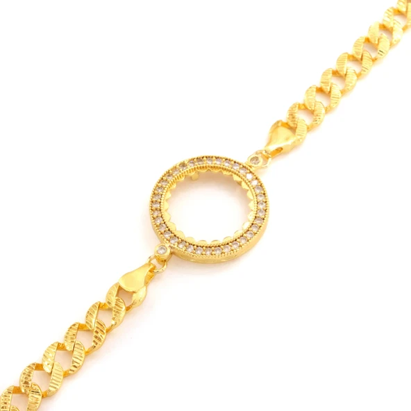 Yarım Altın Çerçeve Bileklik Çelik Altın Kaplama BLK-1077 - Resim 3