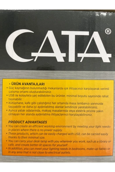 Cata Oslo Şarjlı Dokunmatik Masa Lambası 3 Renk Yanma Modlu Ct-8435 - 7