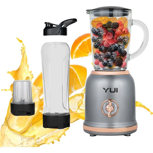 Yui M18 3'ü 1 Arada Retro Smoothie Blender Seti (Yui Türkiye Garantili)