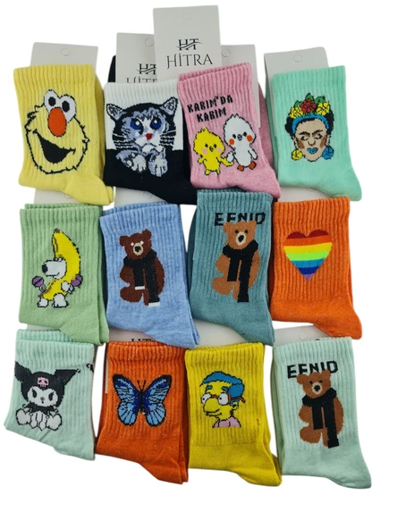 12'li Karışık Renkli Kadın Kolej Çorap - 2