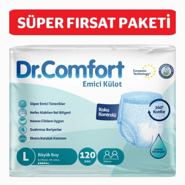Dr.Comfort Yetişkin Emici Külot Large 30'lu 4 paket 120 adet