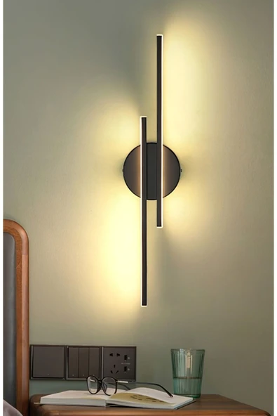 burenze Modern Pilli Aplik Tak Çalıştır Kablosuz Ledli Aplik Siyah Pil Dahildir - Resim 5