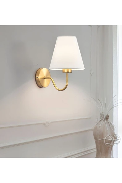burenze Modern Tasarım Kablosuz Tak Çalıştır Pilli Aplik Krem Abajur Gold Sarı - 4