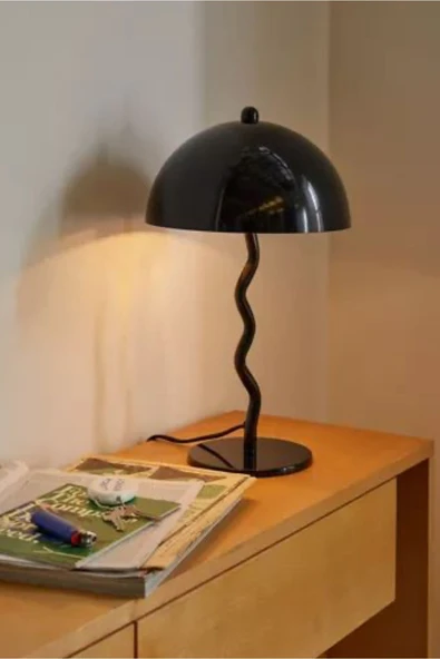 burenze Modern Tasarım Mars Zigzag Abajur Metal Gövde Siyah - 3