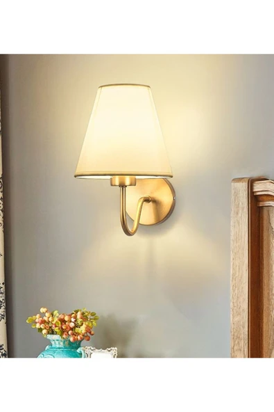 burenze Modern Tasarım Kablosuz Tak Çalıştır Pilli Aplik Krem Abajur Gold Sarı - 3