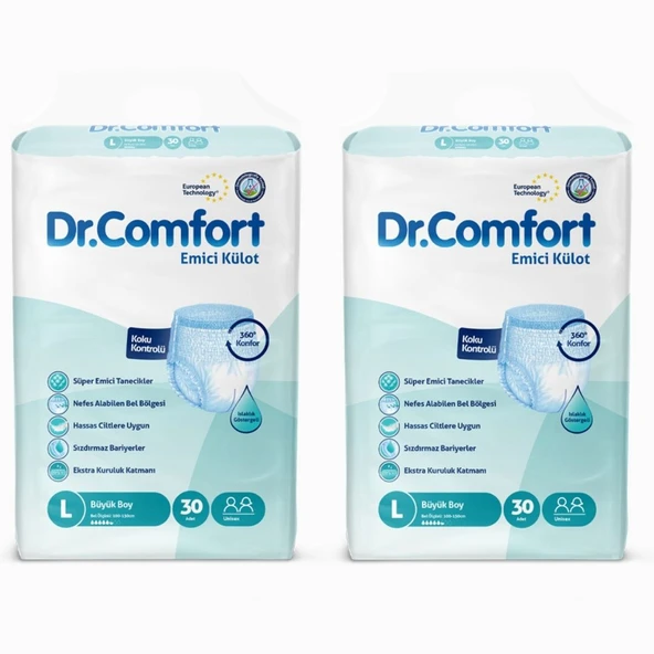 Dr.Comfort Yetişkin Emici Külot Large 30'lu 2 paket 60 adet - 2