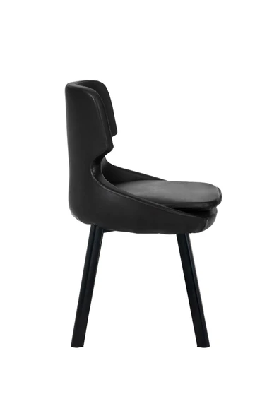 MARKAELZ SİYAH METAL AYAKLI SALON/MUTFAK SANDALYESİ SELEKULAK (DERİ) - 3