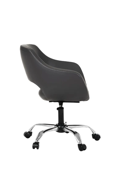 MARKAELZ Krom Metal Ayaklı Ofis Çocuk Odası Çalışma Sandalyesi (ayarlanilabilir) DERİ CİERVO - Resim 3