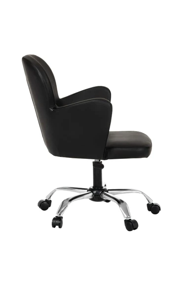 MARKAELZ Krom Metal Ayaklı Ofis Çocuk Odası Çalışma Sandalyesi (ayarlanabilir) DERİ KOLLUKELEBEK - Resim 3