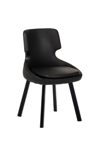 MARKAELZ SİYAH METAL AYAKLI SALON/MUTFAK SANDALYESİ SELEKULAK (DERİ) - 2