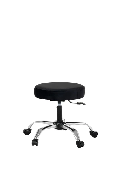 MARKAELZ Krom Ayakli 360 Derece Dönen Tabure Siyah