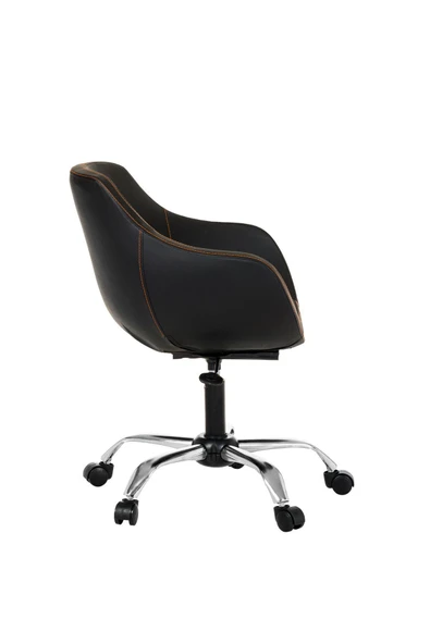 MARKAELZ Krom Metal Ayaklı Ofis Çocuk Odası Çalışma Sandalyesi (ayarlanilabilir) Deri Turuncu ipli Monoko - 3