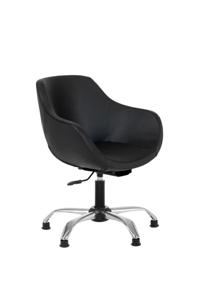 MARKAELZ Krom Metal Ayaklı Ofis Çocuk Odası Çalışma Sandalyesi (ayarlanilabilir) Papuçlu Deri Monoko - Resim 2