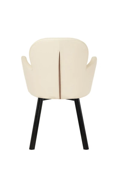 MARKAELZ SİYAH METAL AYAKLI SALON/MUTFAK SANDALYESİ KOLLUKELEBEK (DERİ) - 4