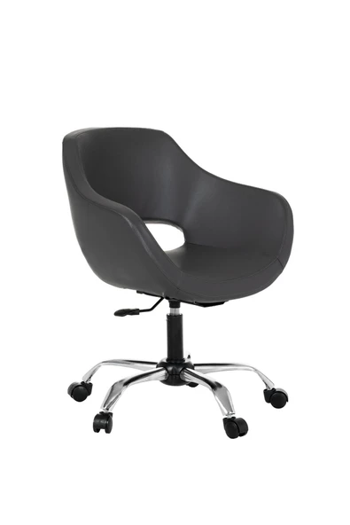 MARKAELZ Krom Metal Ayaklı Ofis Çocuk Odası Çalışma Sandalyesi (ayarlanilabilir) DERİ CİERVO - Resim 2