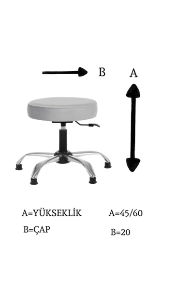 MARKAELZ Krom Ayakli 360 Derece Dönen Tabure Papuçlu - Resim 2