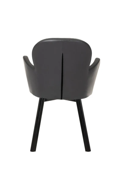 MARKAELZ SİYAH METAL AYAKLI SALON/MUTFAK SANDALYESİ KOLLUKELEBEK (DERİ) - 4