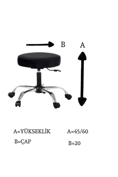 MARKAELZ Krom Ayakli 360 Derece Dönen Tabure Siyah - 2