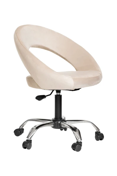 MARKAELZ Krom Metal Ayaklı Ofis Çocuk Odası Çalışma Sandalyesi (AYARLANILABİLİR) Raton Bej - Resim 2
