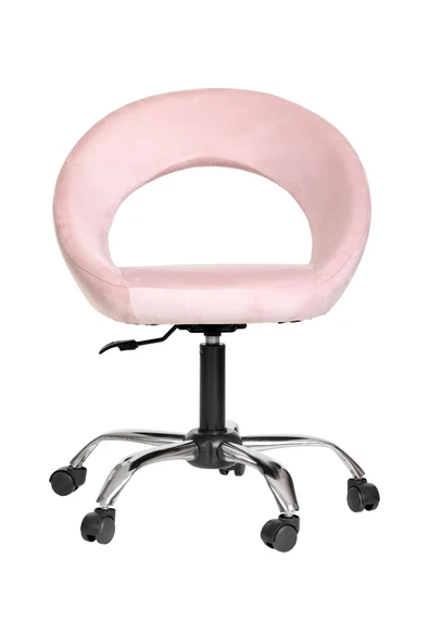 MARKAELZ Krom Metal Ayaklı Ofis Çocuk Odası Çalışma Sandalyesi (AYARLANILABİLİR) Raton Pembe ürün görseli 1