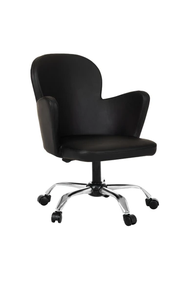 MARKAELZ Krom Metal Ayaklı Ofis Çocuk Odası Çalışma Sandalyesi (ayarlanabilir) DERİ KOLLUKELEBEK - Resim 2